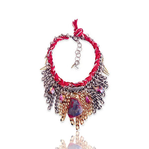 Red Passion Boho chic Statement Necklace - Maiden-Art