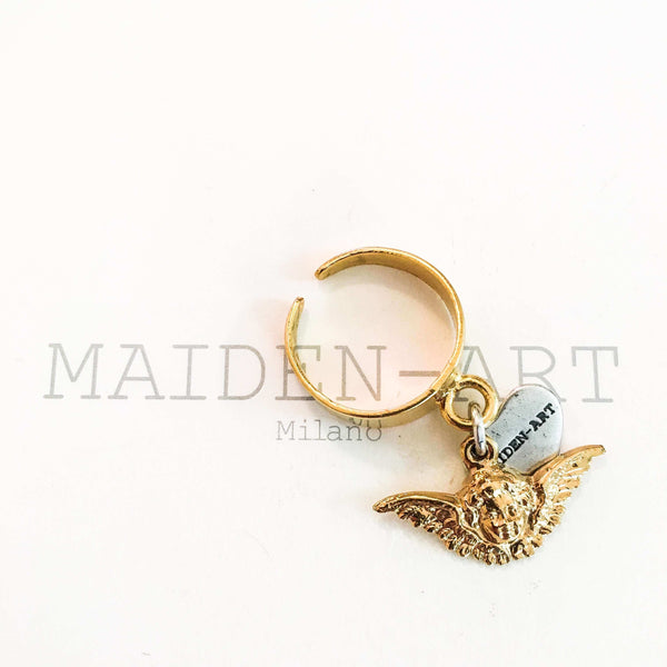 Lucky Charm Cherub Ring in 18kt Gold Plated Brass. Angel ring. - Maiden-Art