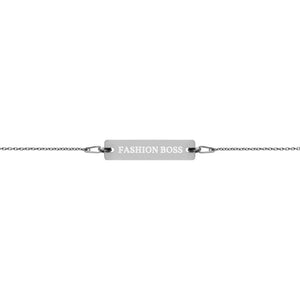 "Fashion Boss" Engraved Silver Bar Chain Bracelet - Personalize Design - Maiden-Art