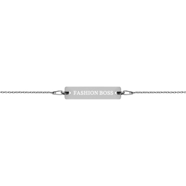 "Fashion Boss" Engraved Silver Bar Chain Bracelet - Personalize Design - Maiden-Art