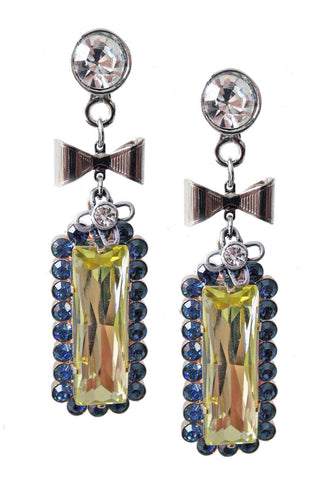 Blue and Yellow dangle and drop earrings with Crystallized Swarovski elements. - Maiden-Art