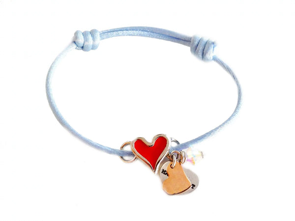 Red heart shaped charm cord bracelet - Maiden-Art