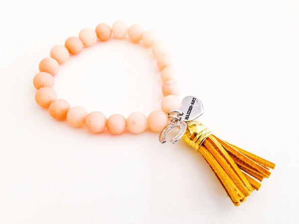 Colorful beaded bracelet with suede tassel. 5 Colors Available. - Maiden-Art