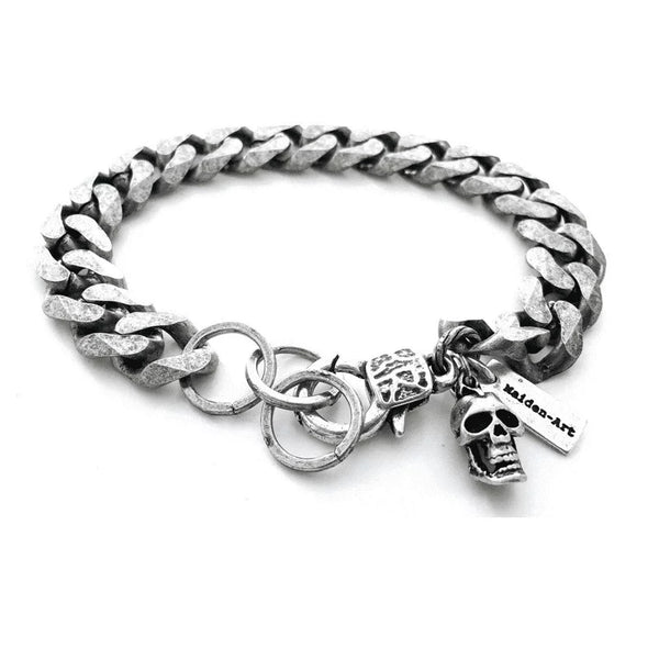Silver skull mens bracelet. - Maiden-Art