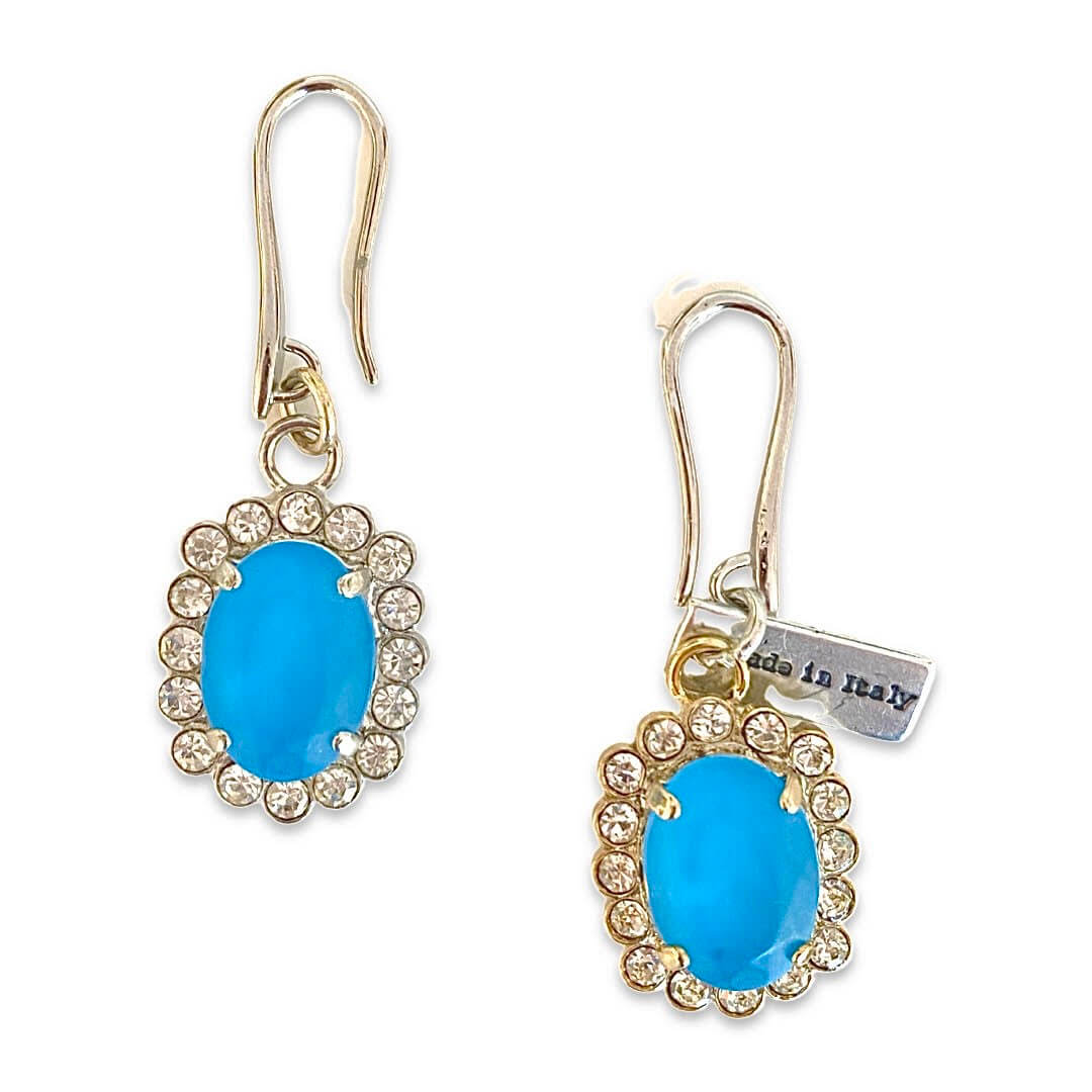Azure Blue Statement Earrings and Rhinestones. - Maiden-Art