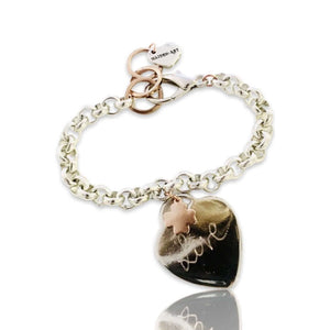 Engraved Personalized Silver Heart Bracelet, Custom Bracelet. - Maiden-Art