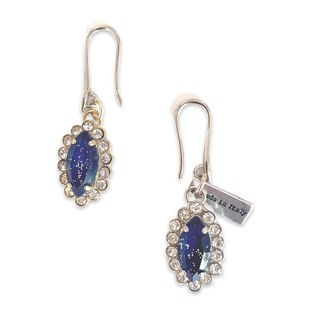 Peacock blue Statement Earrings and Rhinestones. - Maiden-Art