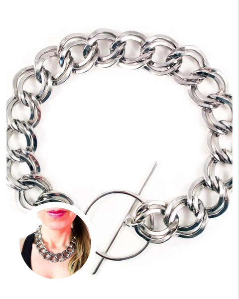 Silver statement choker necklace. Perfect for parties, summer time and gift for her. - Maiden-Art
