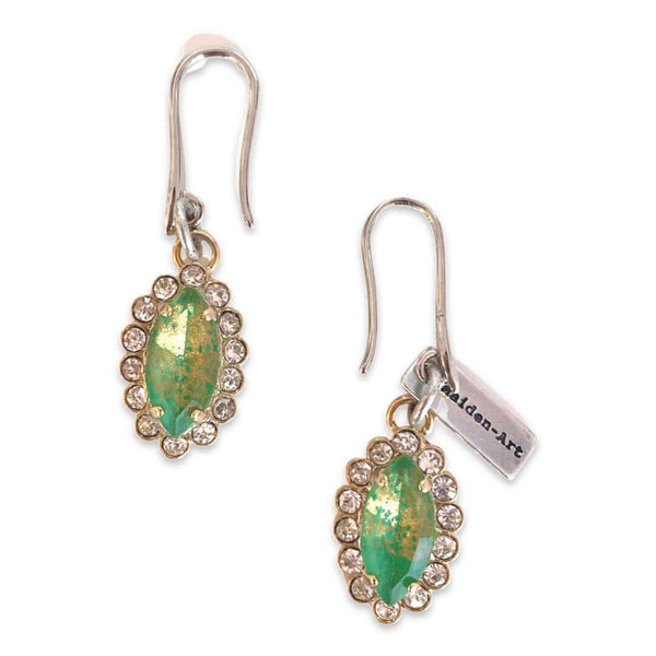 Emerald Green Statement Earrings and Rhinestones. - Maiden-Art