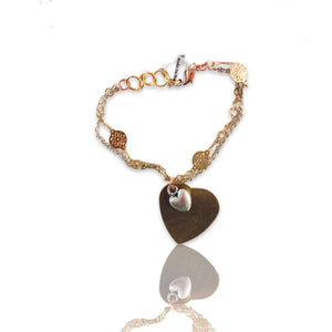Big Bronze Heart and Small Silver Heart Charms Bracelet - Maiden-Art